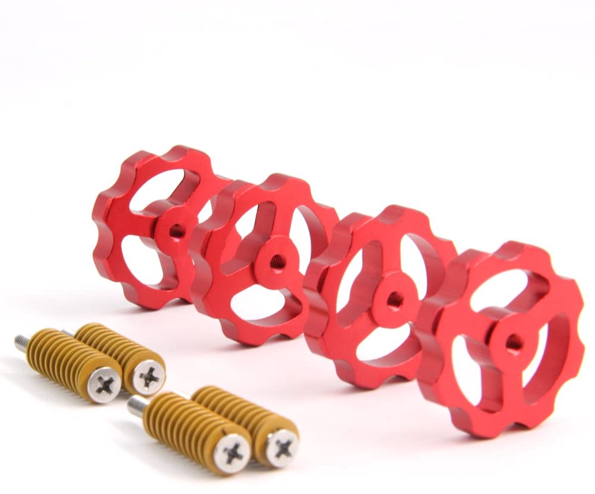 4 STKS Upgrade Rood Aluminium Hand Twist Nivellering Moer Diameter38mm+Hot Bed Die Spring+M4x40mm Schroeven voor CR-10/CR-10S/Ender-3/Ender 3 Pro/Ender 5 3D Printer (Diameter 38mm-Aluminium)