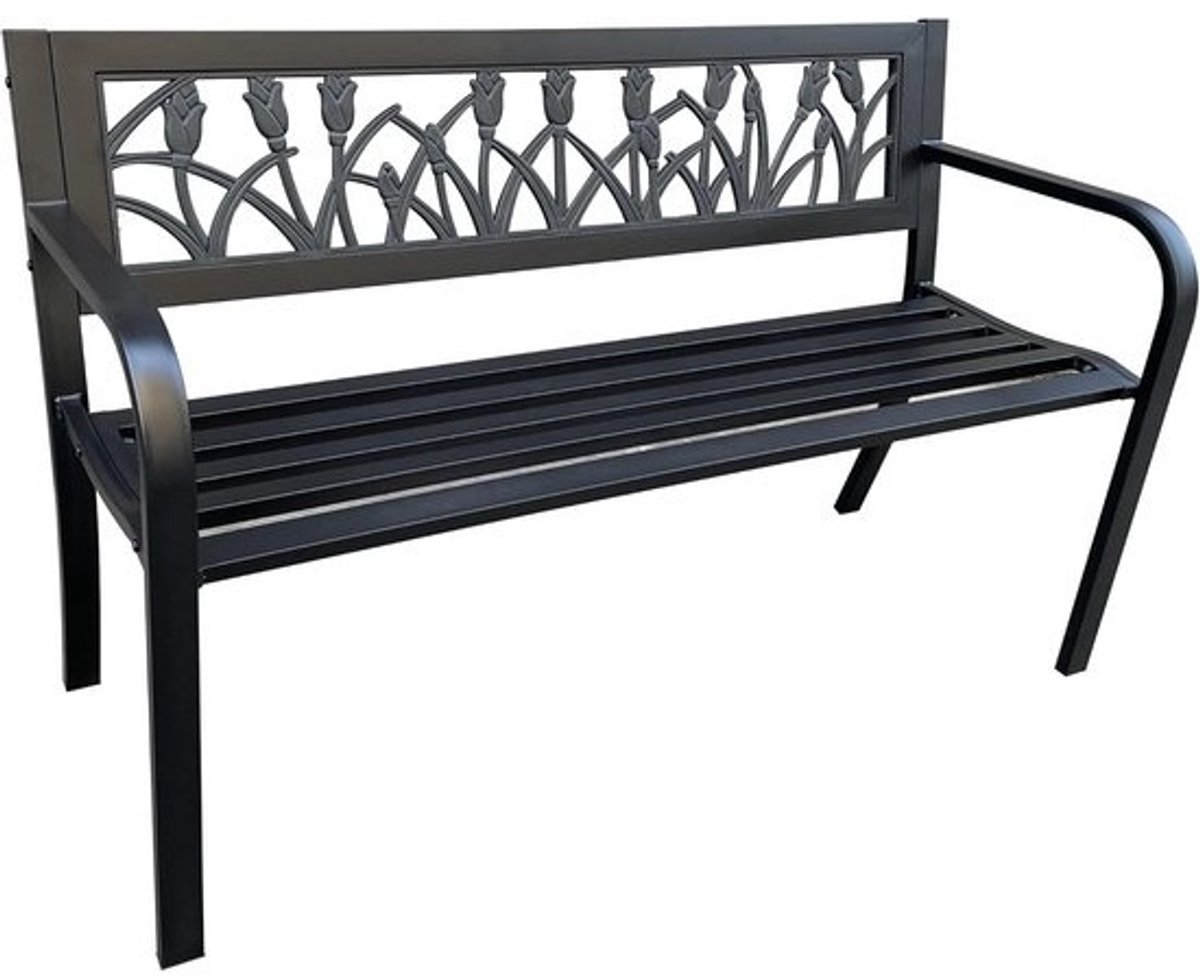 Moderne Tuinbank met Stalen Poten - Weerbestendig, Ruimte voor Meerdere Personen, Comfortabel Design, Breedte 124 cm