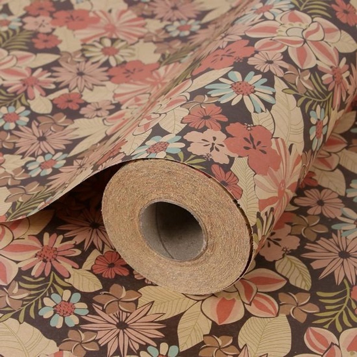 Kraft Inpakpapier - Bloemenpapier Cadeau - Cadeaus Versieren - Dubbelzijdig Ontwerp - 43 cm Breed - Natuurlijk Bruin