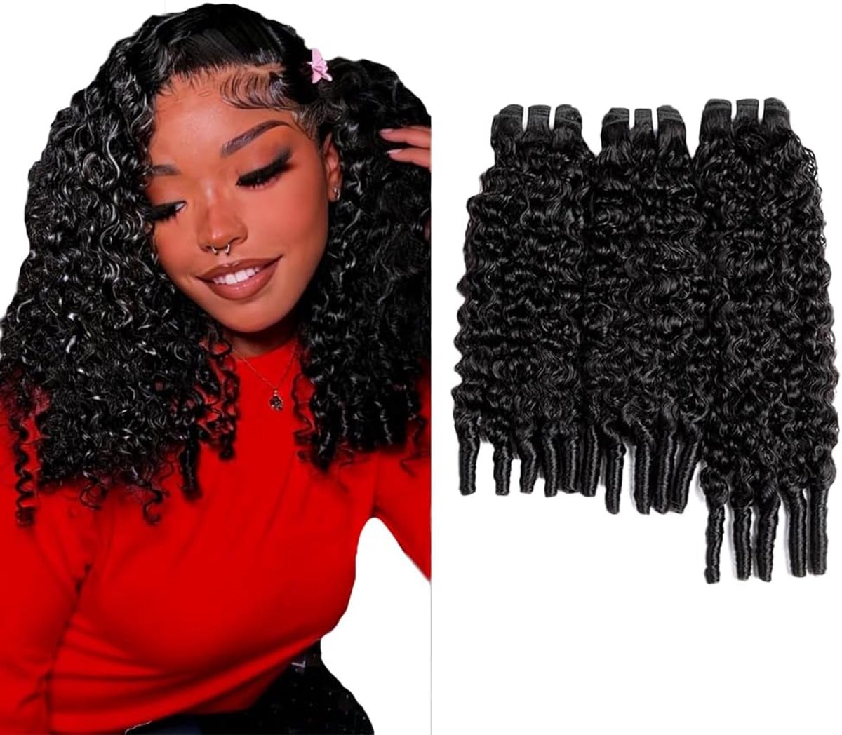 Human Hair Extension Burmese Curly Water Wave menselijk haar Bundles Brazilian Virgin Hair 1B Natural Black Minimal detachment For Women 3 Bundles Total 300g 16 18 20 Inch