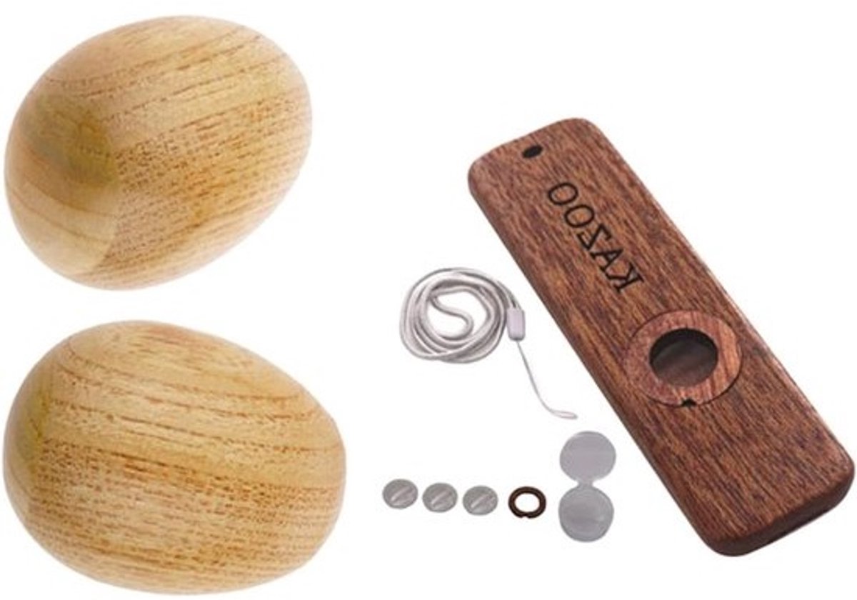 Houten Kazoo Set - Percussie Instrument - Muziek Maken - Lichtgewicht Ontwerp - Incl. Lanyard - Meerkleurig