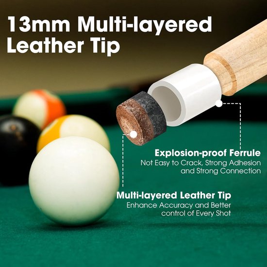 2-delige Pool Cue Stick met 13mm Tip 58' hardhout Canadese esdoorn professionele biljart pool keu stick 18oz zwembad sticks set van 2 — afbeelding 2