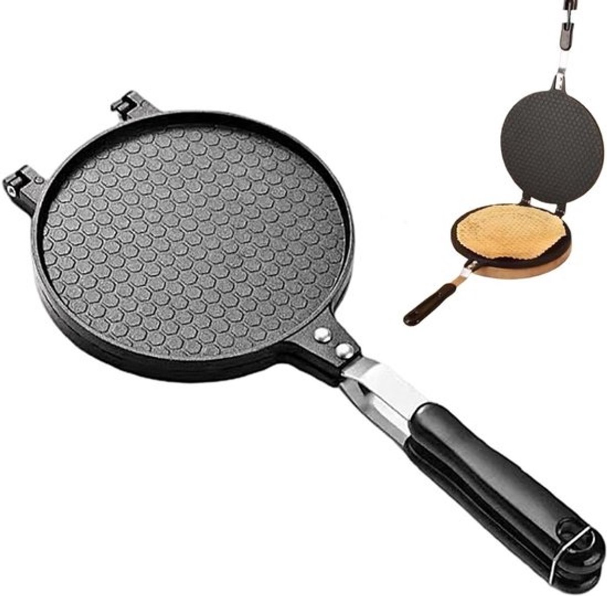 Apparaat voor Eierrollen - Wafelkegel Maker - Zelf Gebakjes Maken - Antiaanbak Oppervlak - 17 cm Diameter - Zwart
