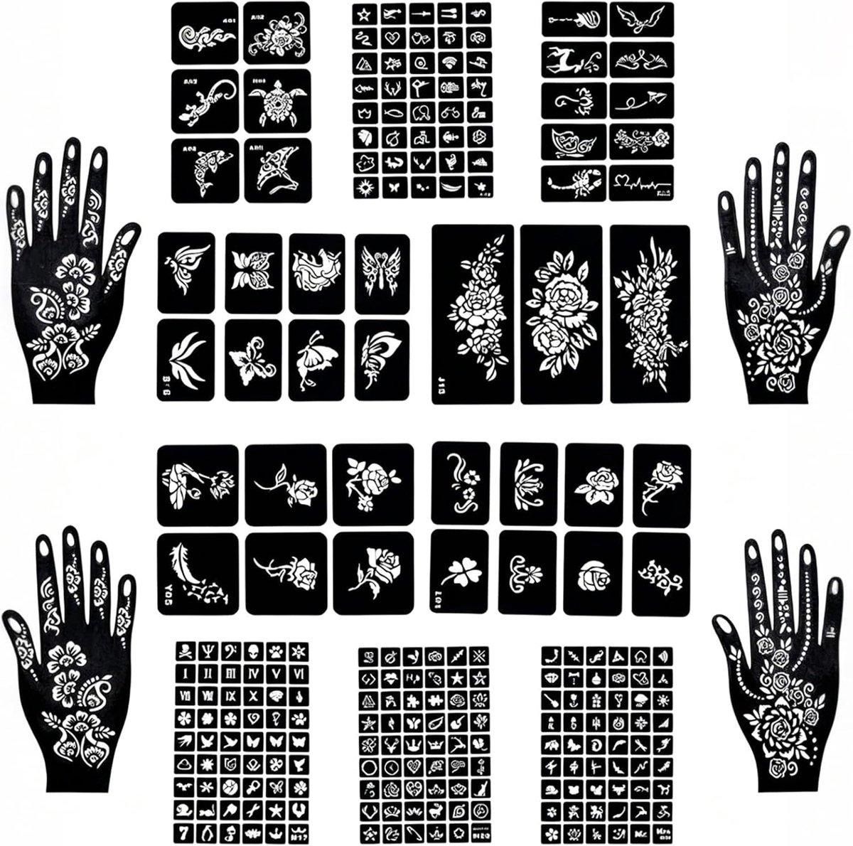 10 vellen, herbruikbare tijdelijke tatoeages, geschikt voor hand- en lichaamsbeschildering, glittertattoo-stickers, geschikt voor elk geslacht