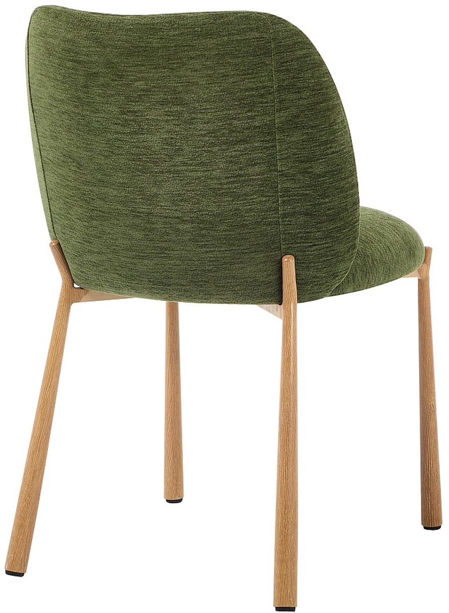 Vente-unique Set van 2 stoelen in gestructureerd stof en Metaal met houteffect - Groen JIZAK