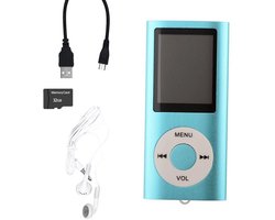 Mp3-speler - Draagbare Muziekspeler - Incl. 32GB SD Kaart - USB - Draagbaar - Luidsprekers met verliesvrije geluidskwaliteit - Voice recorder - Ideaal voor Sport, Kinderen en Volwassenen - Blauw