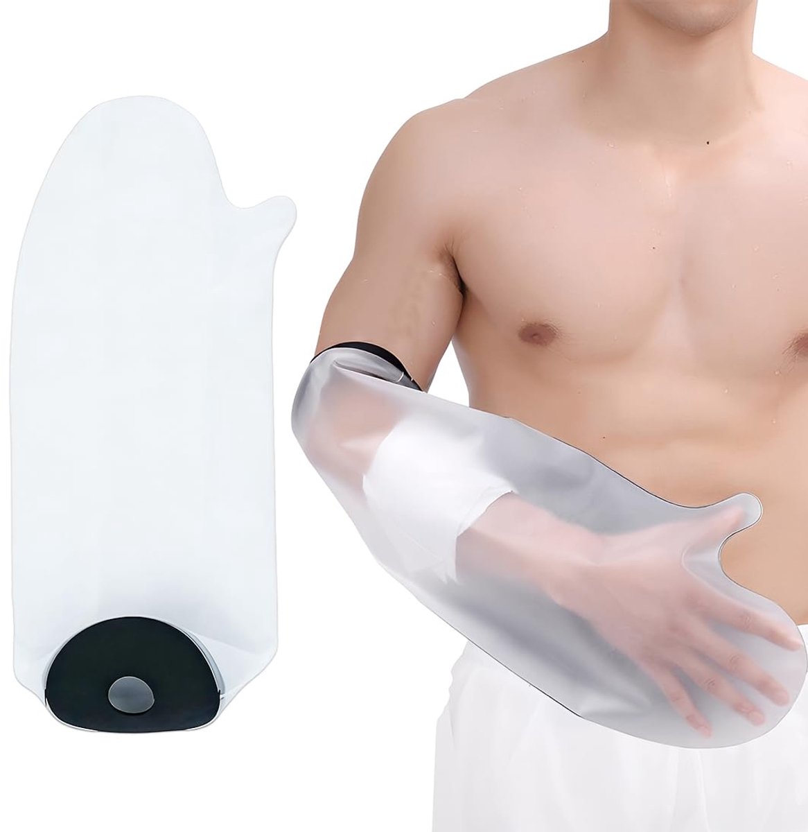 1 stuk waterdichte afdekking voor volwassenen korte armen voor douche, badkamer, gips en verbandbescherming, waterdichte bescherming voor gebroken arm, hand en pols, PICC-bescherming voor douche