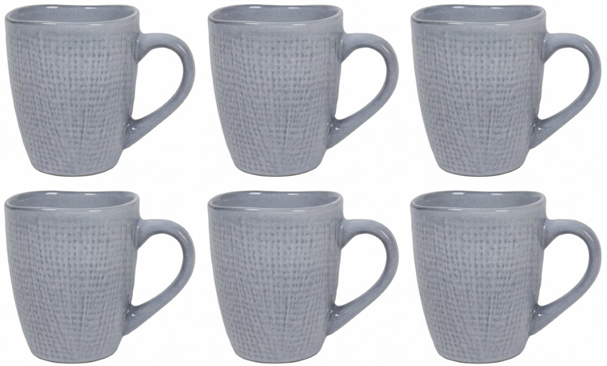 Cookinglife Koffiemokken Linen Grijs 340 ml – 6 stuks