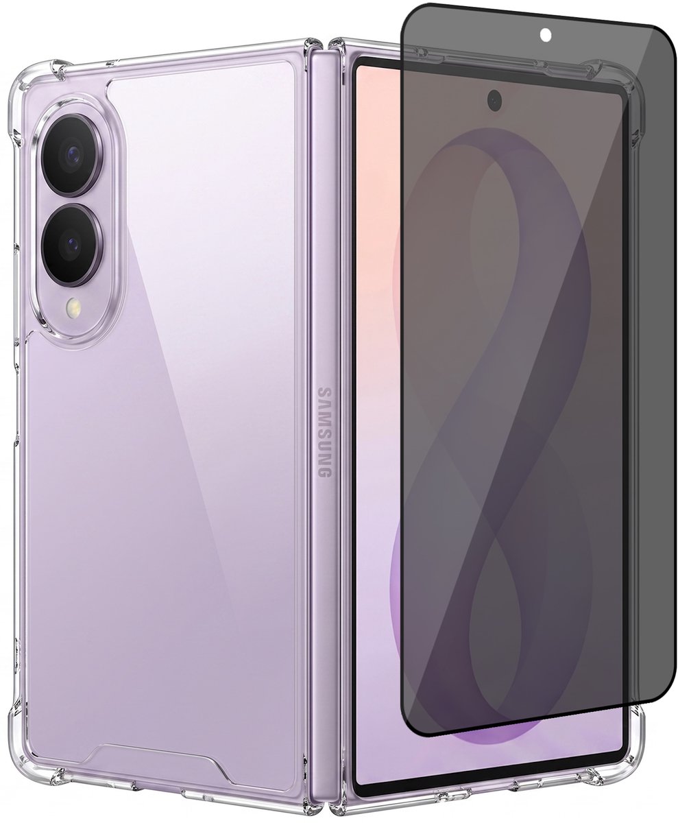 Hoesje geschikt voor Samsung Galaxy Z Fold 8 – CrystalClear Back Cover – Schokbestendig – Privacy Screenprotector Full Cover