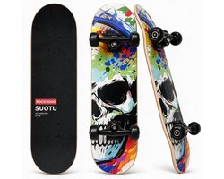 Suotu Skateboard - 80x20cm - ABEC-9 - 95A - schokabsorptie - Jongens - Meisjes - Volwassenen Skateboards