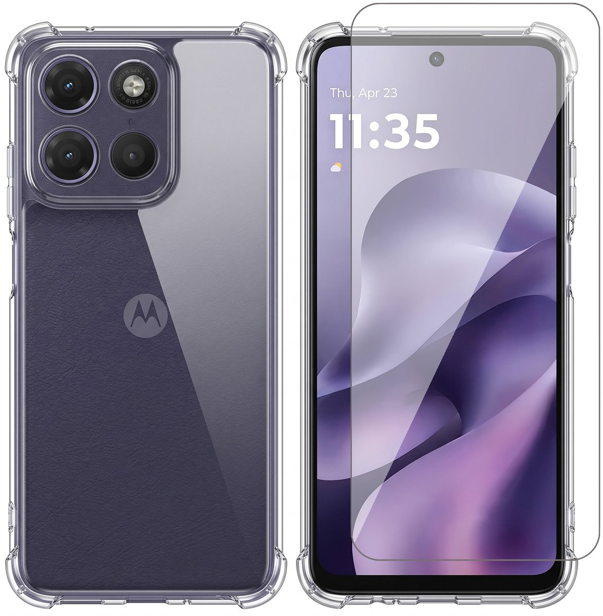 Hoesje geschikt voor Motorola Moto G17 (Power) / G15 (Power) – CrystalClear Back Cover – Schokbestendig – Met Screenprotector Glas