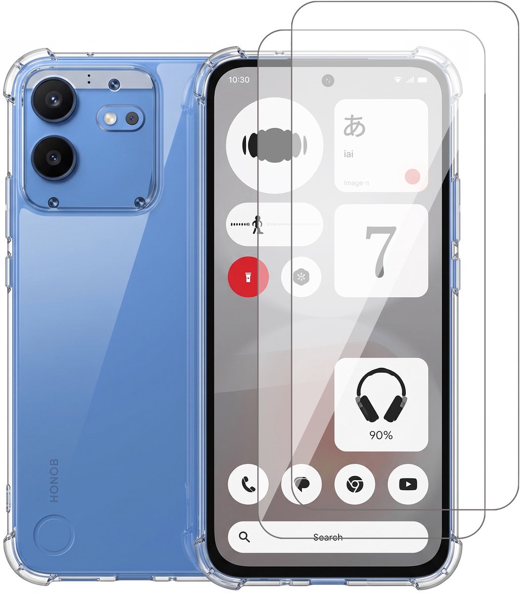Hoesje geschikt voor Nothing Phone 4b – CrystalClear Back Cover – Schokbestendig – 2 Stuks Screenprotector Glas