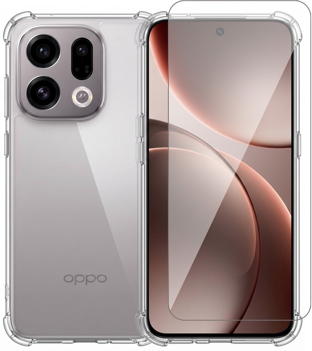 Hoesje geschikt voor Oppo Find X9 / X9s – CrystalClear Back Cover – Schokbestendig – Met Screenprotector Glas