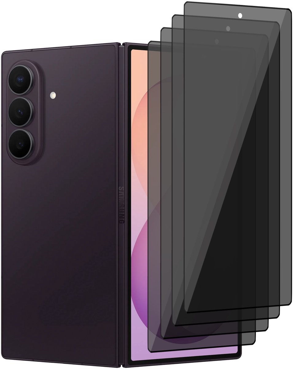 Privacy Screenprotector geschikt voor Samsung Galaxy Z Fold 8 Ultra / Fold 7 – 4 Stuks – Full Cover Gehard Glas – Anti Inkijk – Privacy Filter