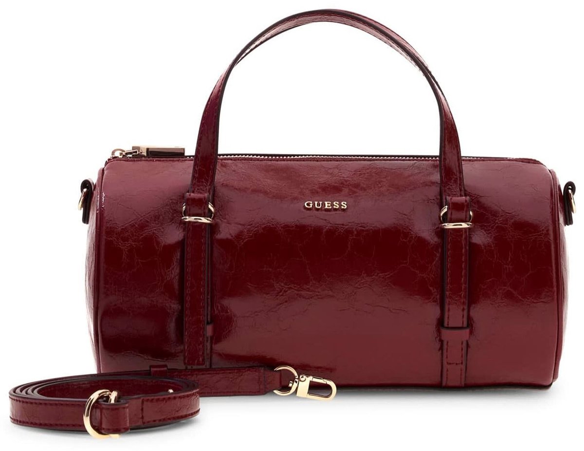 GUESS handtas schoudertas Taylor Mini Barrel Satchel Red donkerrood