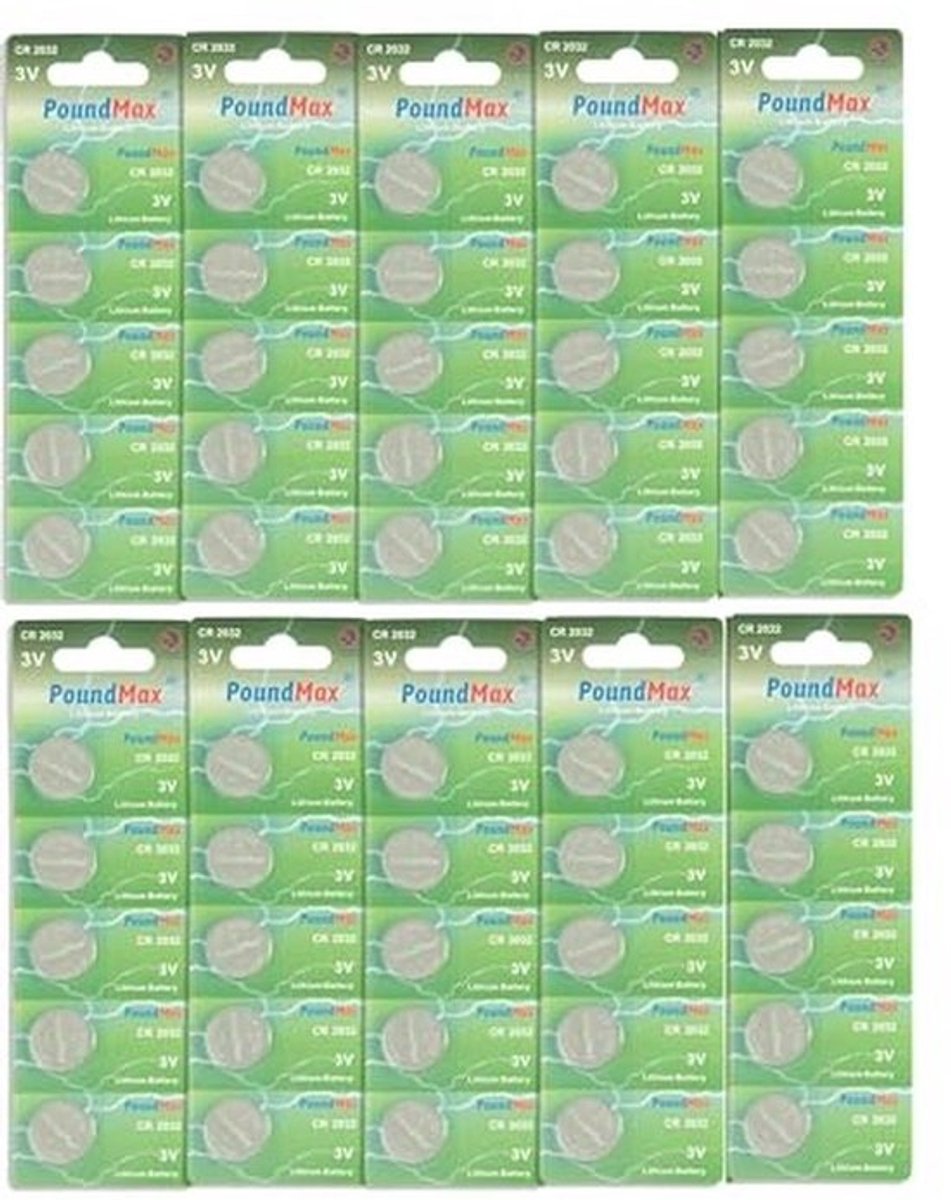50 Stuks 2032 Lithium Knopcelbatterijen - CR2032, DL2032, ECR2032, 3V