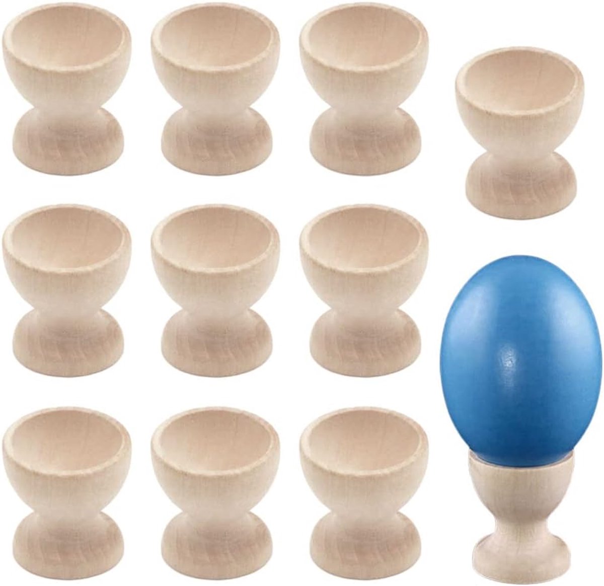 Eierdopjes van hout, 10 stuks, eierdopjes om te beschilderen, eierkoker, houten eierhouder, eierhouder, set eierhouders om te beschilderen, decoreren
