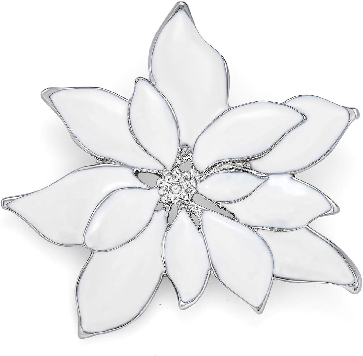 Verklaring Bloem Vakantie Party Wit Rood Emaille Poinsettia Broche Kerst Sjaal Pin Voor Vrouwen Zilver Of Verguld