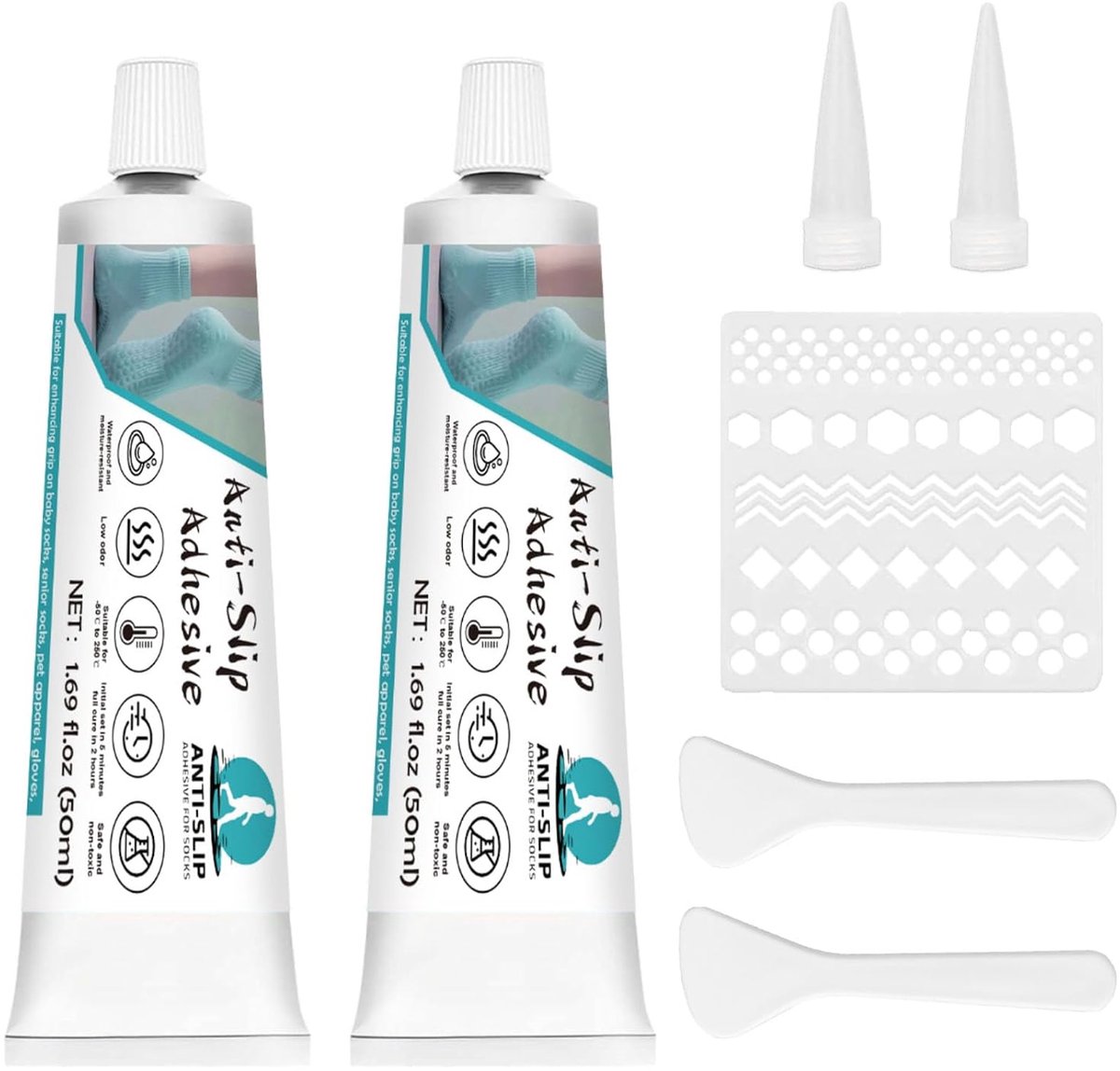 Stop Lijm, 100 ml Helder, Waterdichte Antislip Lijm voor Sokken, Hangers, Tapijten, Badkamermatten, Latexvrij en Waterbasis, Geurloos en Wasbaar