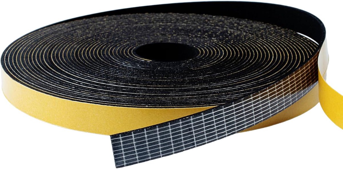 Tochtstrip voor deur en raam, 1 rol 12 mm (B) x 1,5 mm (D) tochtwerende schuimtape, zelfklevende weerstripping afdichtingstape, totaal 10 m lang, zwart