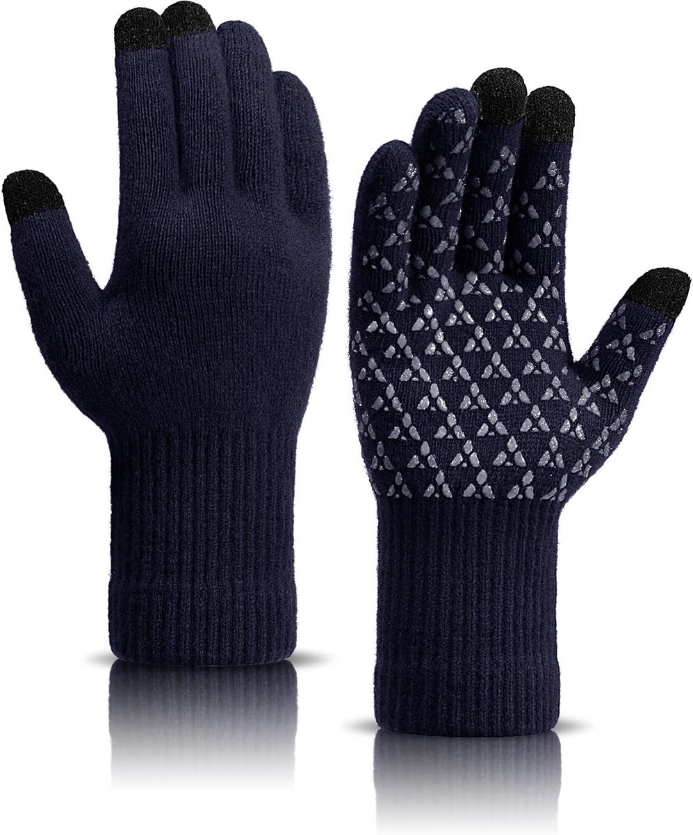 Handschoenen voor dames en heren, touchscreen, antislip, wol, thermische winterhandschoenen, warme handschoenen met volledige vingers voor werk, wandelen, hardlopen, fietsen, paardrijden