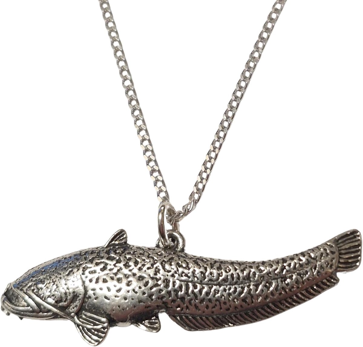 Meerval + Ketting Zilver 45 cm (Dames) Vishanger Zilveren Halsketting Vissen Kettinkje Vis