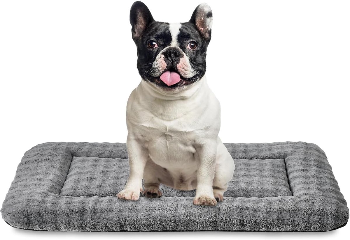 Huisdierbedmat voor katten en kleine honden, wasbare zachte hondenmat met 3D-bubbelpatroon, grijs, 76,2 x 48,3 cm