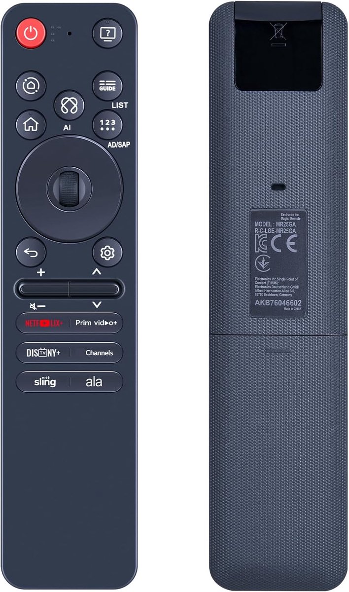 Vervangende afstandsbediening MR25GA AKB76046602 voor LG 2025 TV's OLED G5 C5 B5 Series QNED 92A 85A 80A serie, zonder Voice Magic-functie