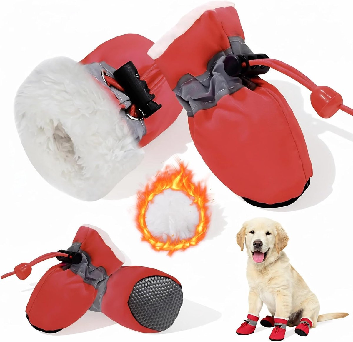 Schoenen, laarzen voor honden, Paw Protector, antislip sokken voor honden met reflecterende strepen, verstelbare hondenschoenen, voor kleine, middelgrote en grote honden