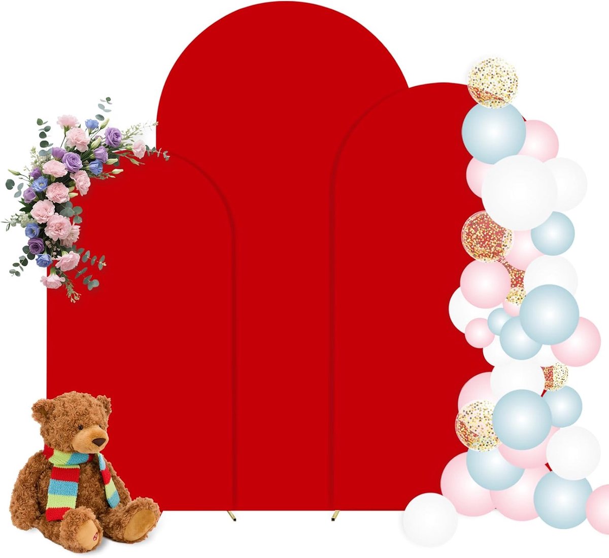 Bruiloftsboogafdekking, ballonboog, wandachtergrond, achtergrondafdekking voor verjaardagsfeest, ceremonie, banket (rood, 1,8 m - 2 m)