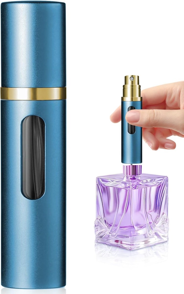 8 ml parfumverstuiver, navulbaar, parfumverstuiver voor onderweg, mini parfumfles leeg, parfumspuitfles glas, tasverstuiver parfum (8 ml blauw)