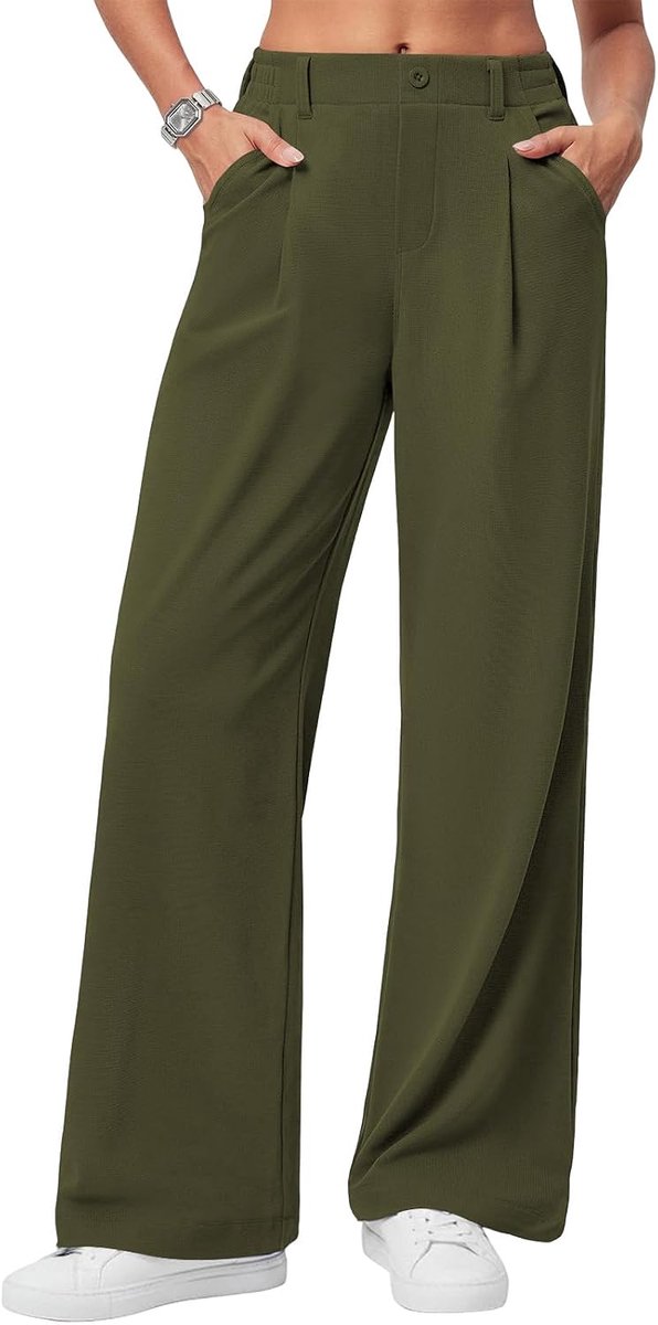 Damesbroek Casual Elegante Wafelstof met Zakken Lichte Zomer