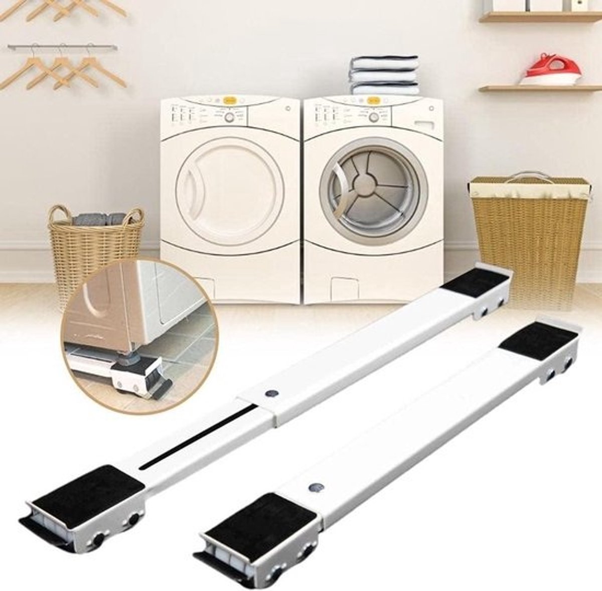 Mobiele Basis voor Koelkasten en Wasmachines - Verplaatsbaar en Eenvoudig te Gebruiken met Wielen - Upgrade in Wit .