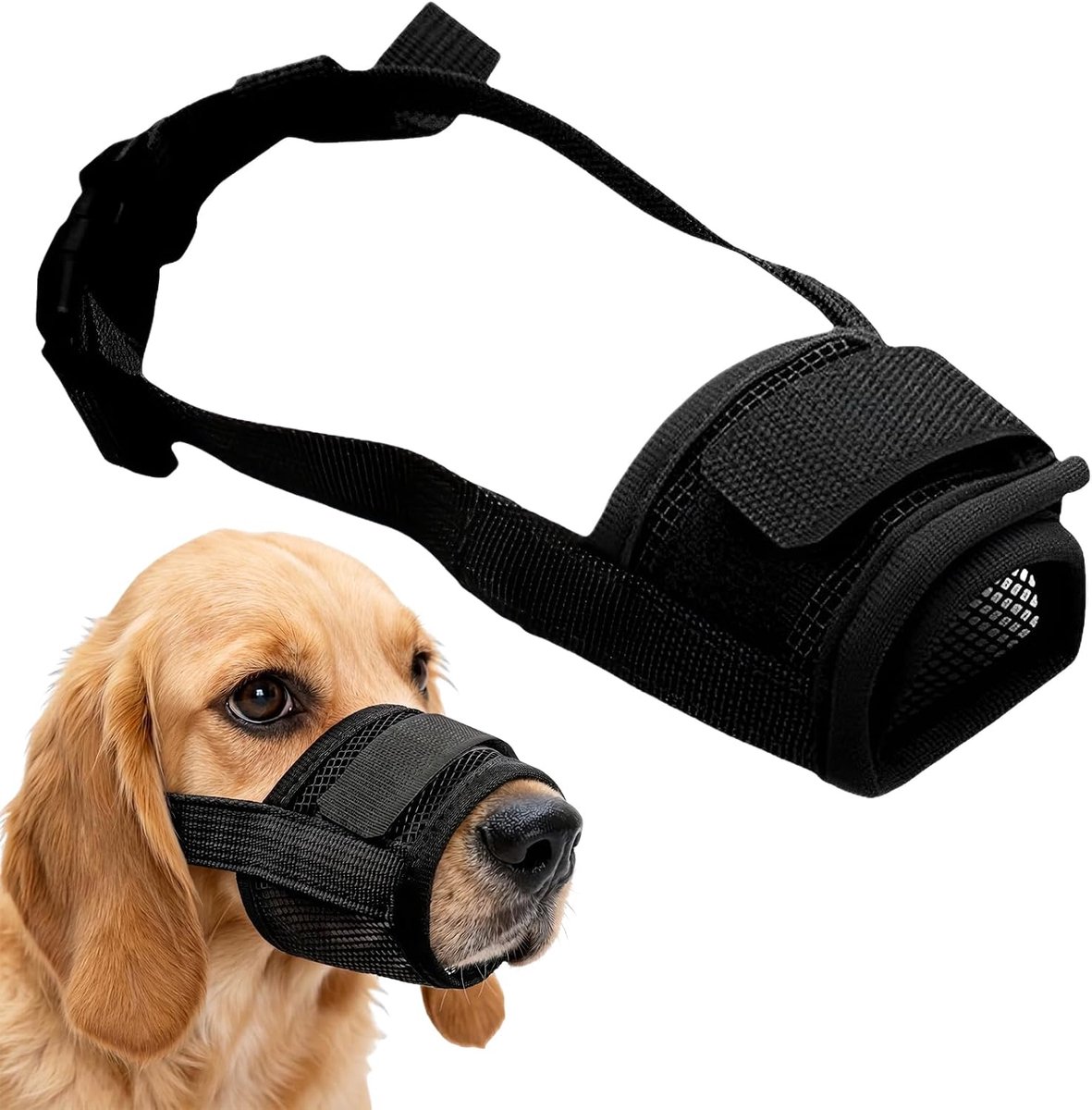 Muilkorf voor grote honden, XL, muilkorf met anti-schimmel, van zachte stof, ademend en verstelbaar, voor training, grote muilkorf voor honden, om bijten en blaffen te voorkomen