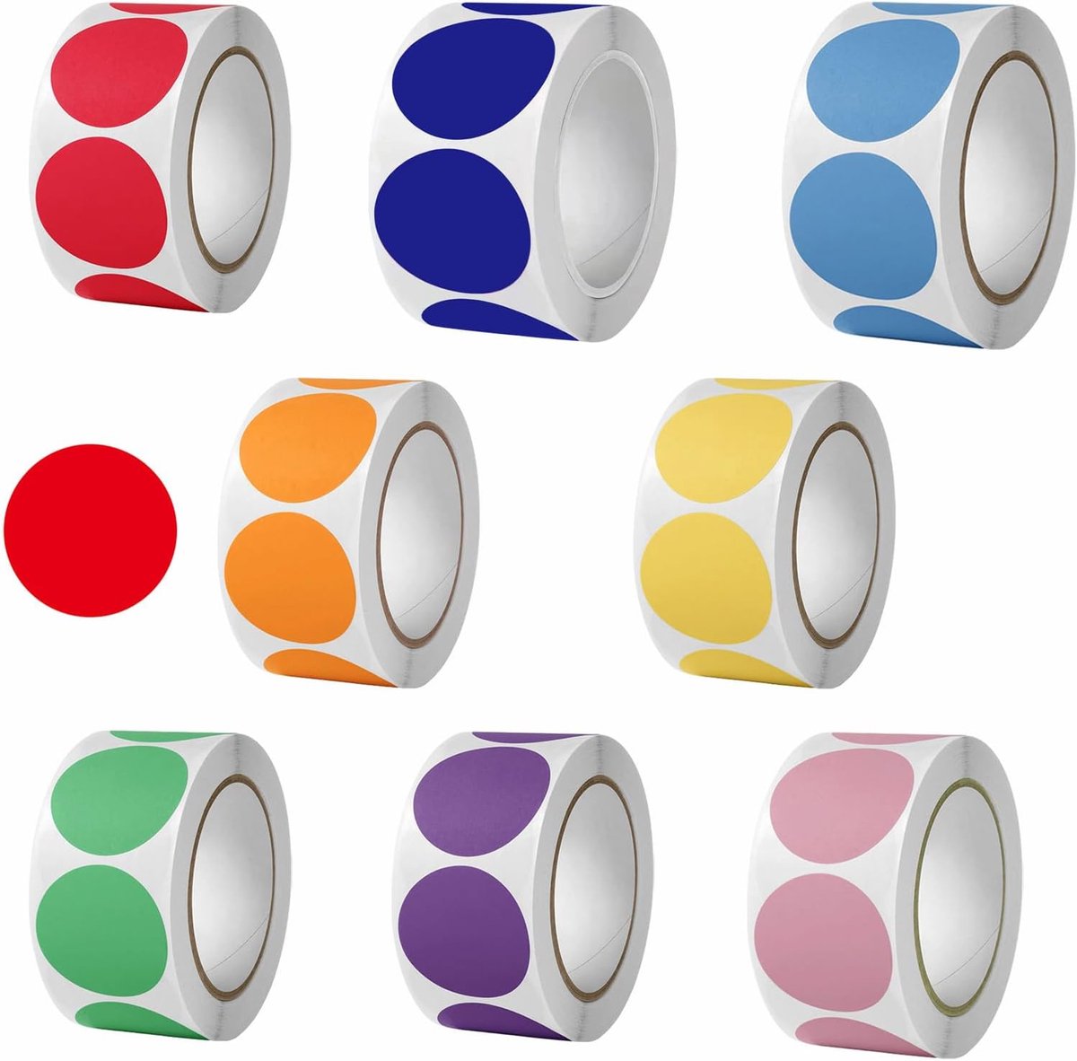 8 rollen 4000 stuks zelfklevende stippen, kleurrijk, 25 mm, ronde zelfklevende stickers, markeerpunten, herbruikbaar, voor kalender, kantoor, school, doe-het-zelf
