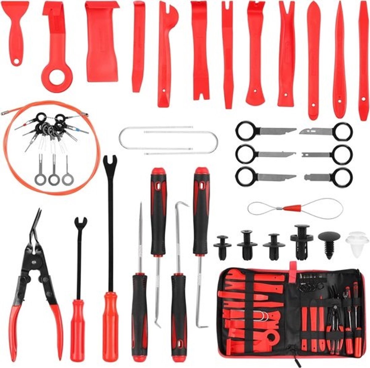Auto Demontage Set - Interieur Gereedschap - Auto Onderhoud - 143 Delig - 32 x 26 cm - Rood