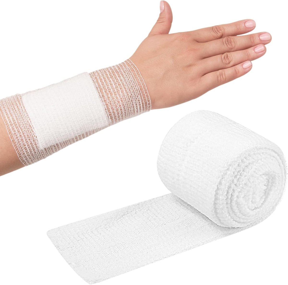 Buisvormige bandage, 5,8 cm breed en 2 m lang, buisverband, netverband bandage, wit netverband voor arm, knie, benen, vingers