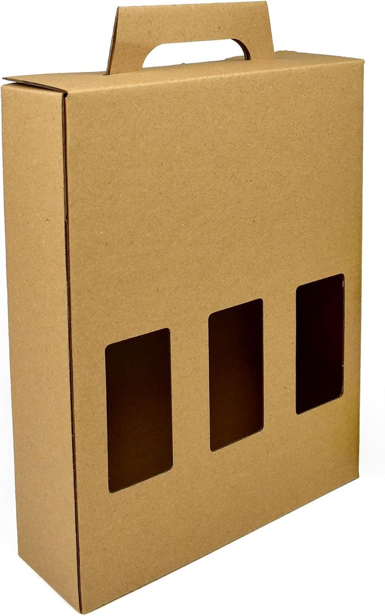 Goods 330 ml/500 ml bierflesdrager, geschikt voor 3/6 flessen of blikjes - 3 etalages, duurzame kartonnen houder voor bier- en cidergeschenken, feesten, gelegenheden, Bruin, 208mm x 270mm x