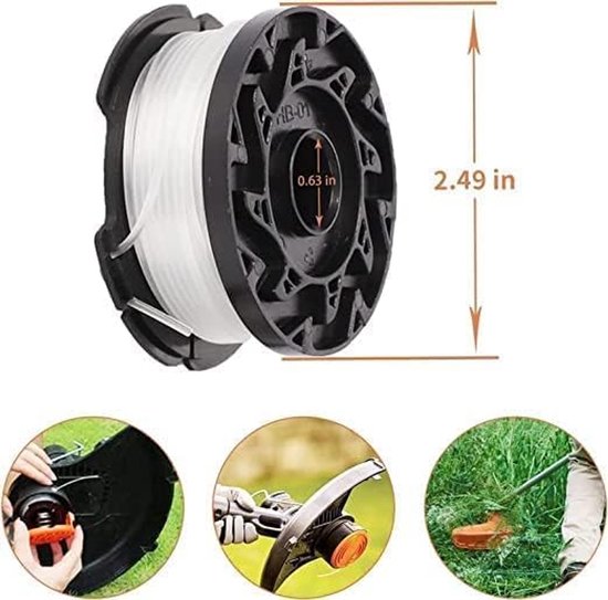 Spoelen voor Black and Decker grastrimmer, set met 6 spoelen, 1 afdekking en 1 veer — afbeelding 5