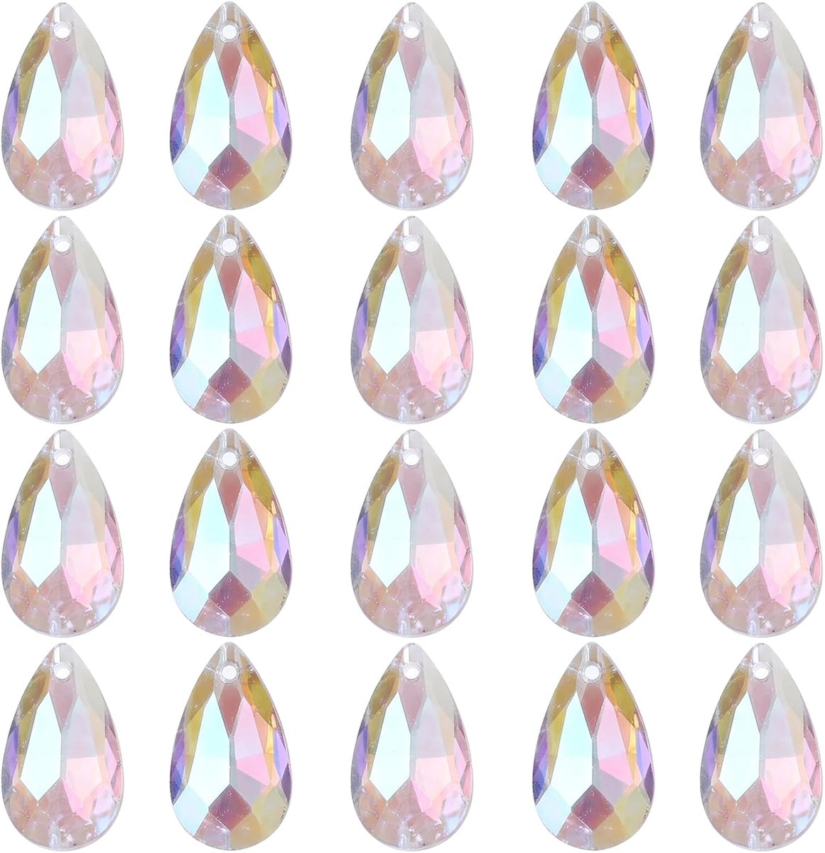 20 stuks kristallen glazen hangers, druppelvorm, 9 x 16 mm, zonnevanger, kristal voor ramen, suncatcher prismakristallen om op te hangen, lichtvanger, decoratie voor kroonluchters en