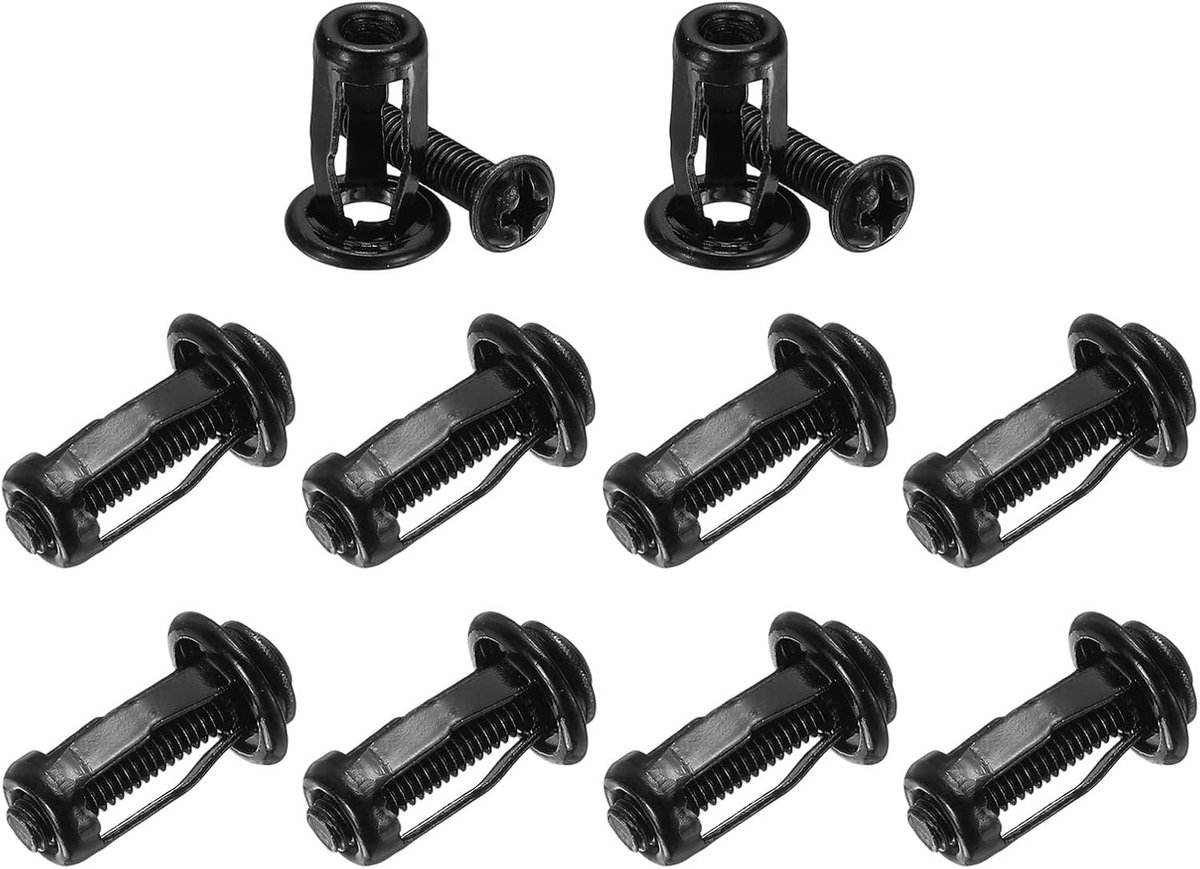 10-Pack M4 x 16 holle deur anker set, zwart