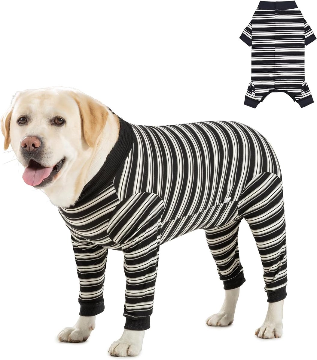 Herstelpak Voor Honden na Operatie, Hondenbody na Op Anti-Likken Onesie, Verstelbaar Lichaamspak, Lange Mouwen Ademend, Postoperatief Voor Kleine, Middelgrote Honden (Zwart, M)