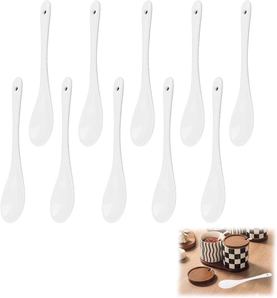 Koffielepels - Wit - 12 cm - Porseleinen Dessert- en Theelepels - Voor Thuisgebruik