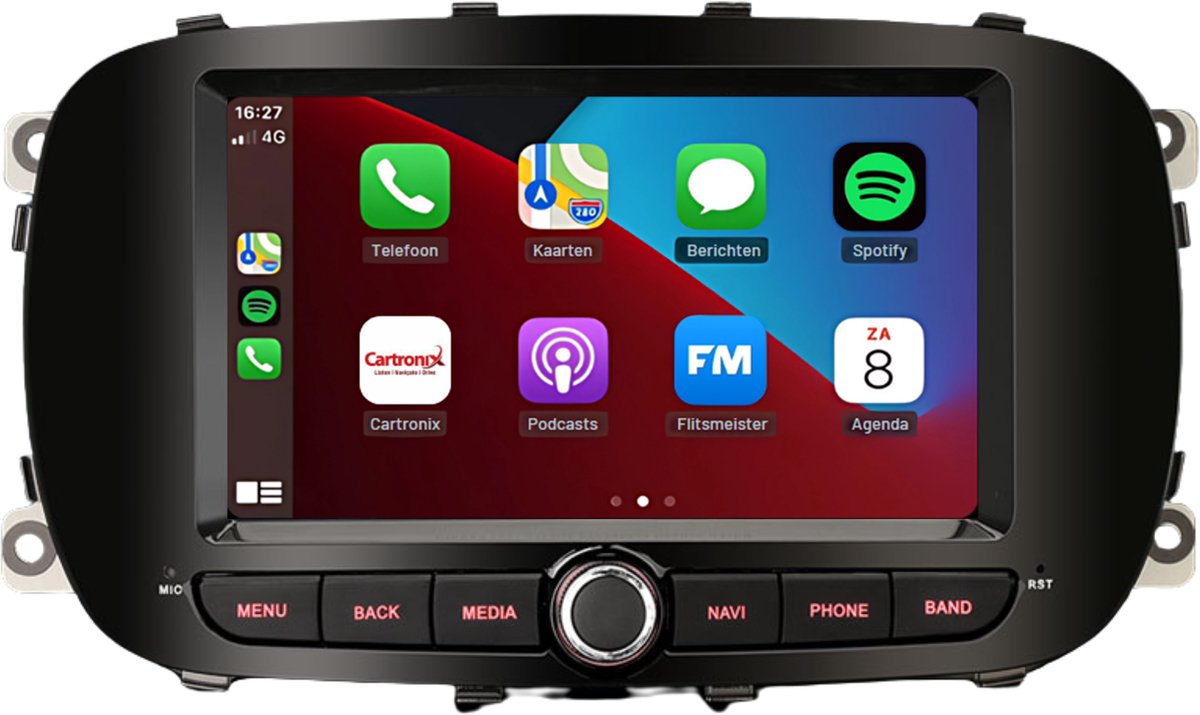CarPlay autoradio geschikt voor Fiat 500X | 2015 t/m 2023 | Cartronix CTX-117012B | 2015 2016 2017 2018 2019 2020 2021 2022 2023 | 7 inch | Android 16 | Draadloos Apple CarPlay & Android Auto | 4GB + 64GB | Bluetooth & Wifi