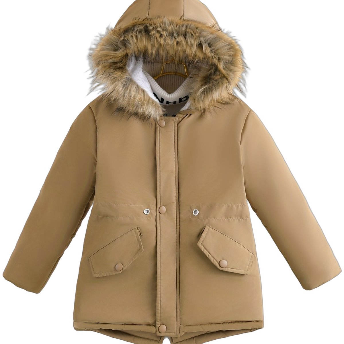 Currero Winterjas Parka Meisjes Lange Jas Meisje Wintermantel Overjas Gewatteerd Waterdicht Winter Stijlvol Mantel Kinderen 6-7 Jaar Creme