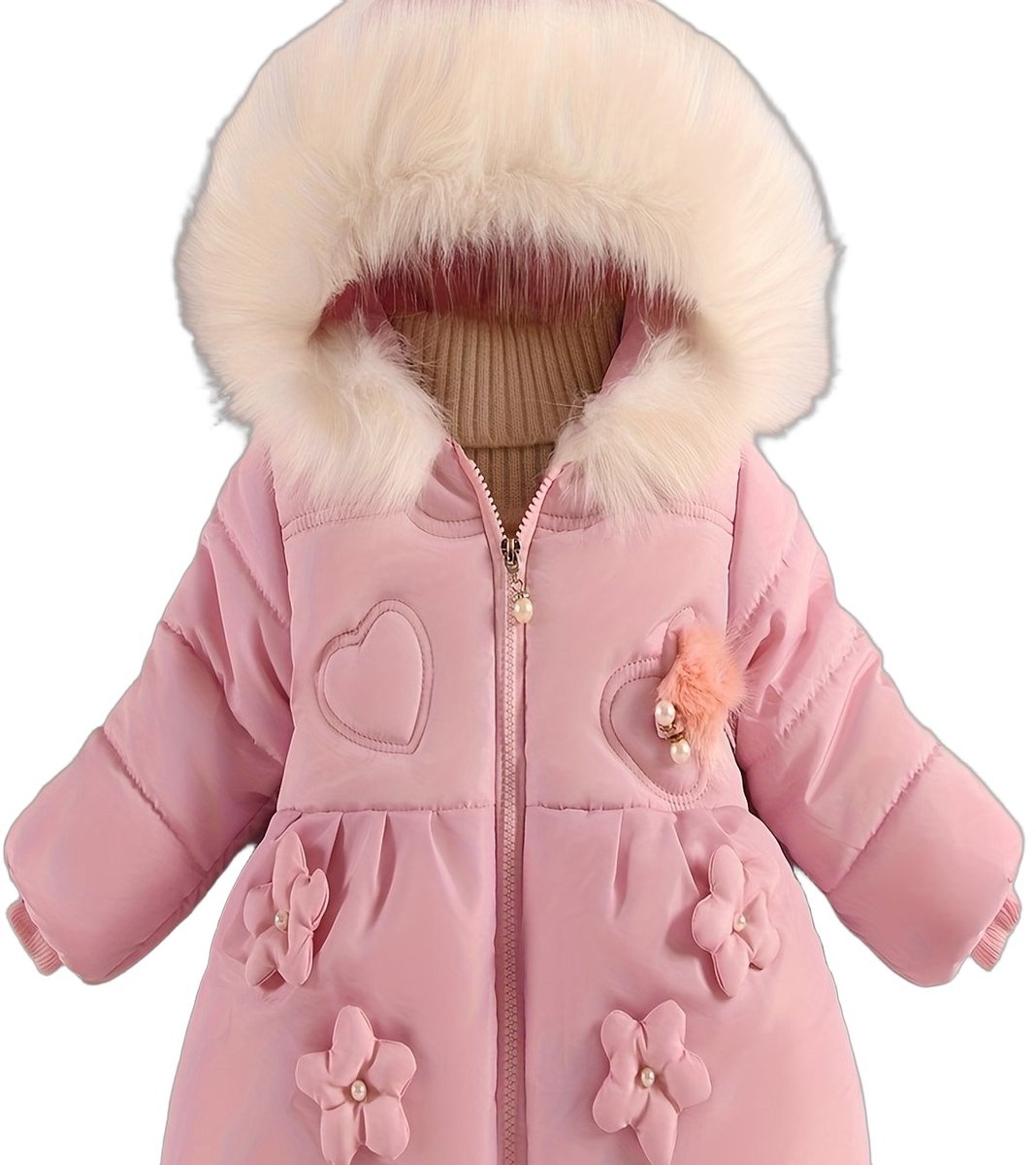 Currero Winterjas Parka Meisjes Lange Jas Meisje Wintermantel Overjas Gewatteerd Waterdicht Winter Stijlvol Mantel Kinderen 2-3 Jaar Roze