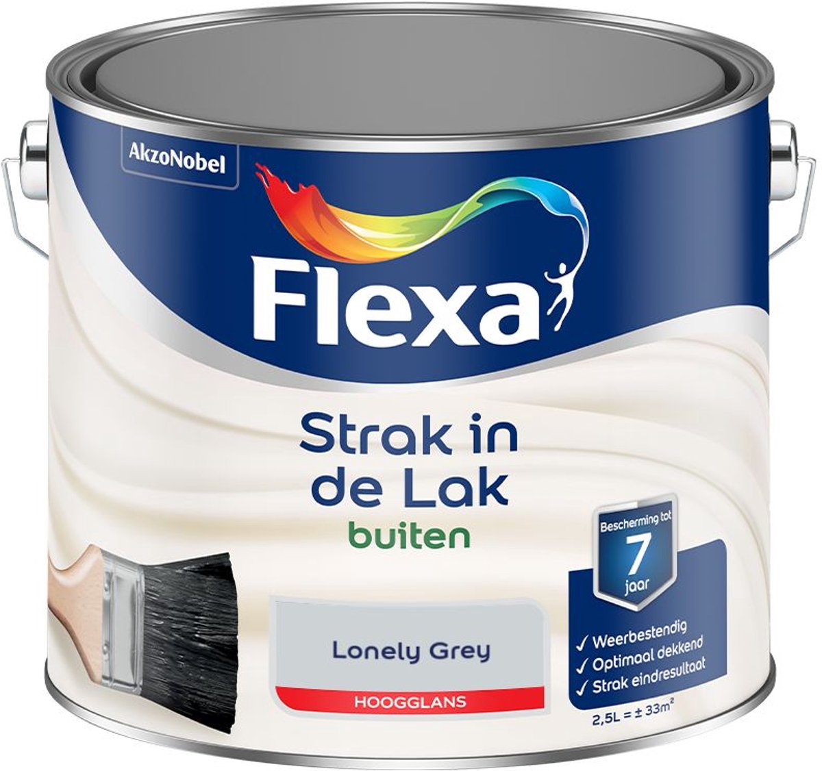 Flexa - Strak In De Lak Buitenlak Hoogglans - Lonely Grey - 2,5 L - Kleur Van Het Jaar 2027