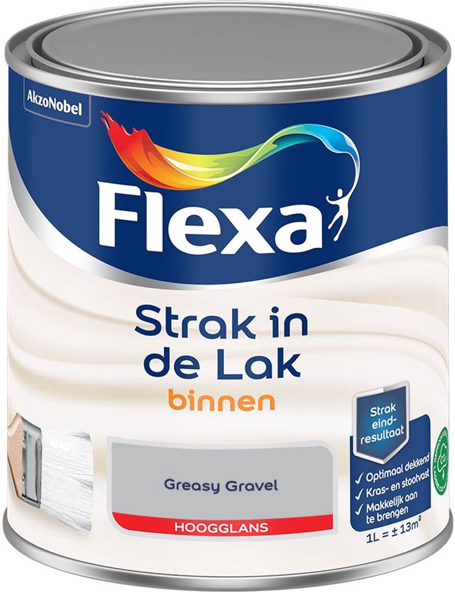 Flexa - Strak In De Lak Binnenlak Hoogglans - Greasy Gravel - 1 L - Kleur Van Het Jaar 2027