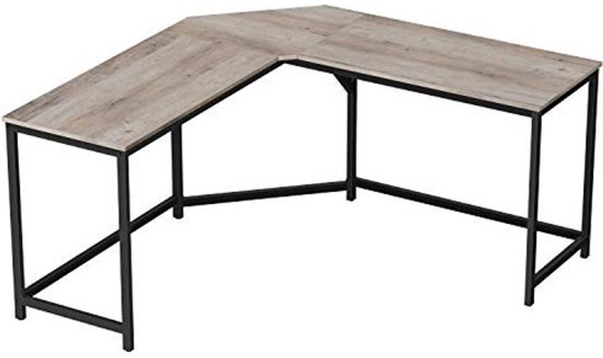 Hoekbureau L-vormig - bureau computerbureau - Kantoortafel Studie - Thuiskantoor - Gaming bureau - Industrieel - Greige Zwart