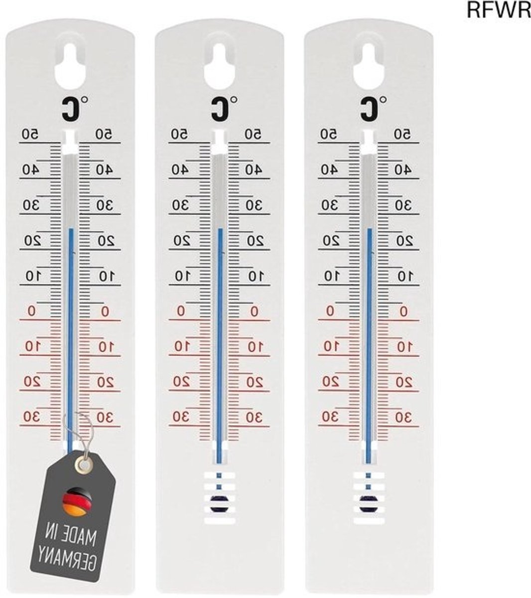 RFWR® Set van 3 analoge thermometers voor binnen en buiten -34 tot +50 °C